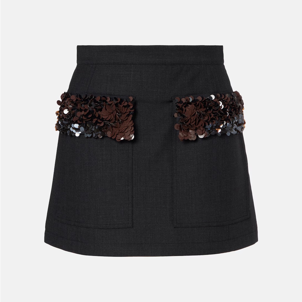 Plan C Sequined Wool-Blend Miniskirt